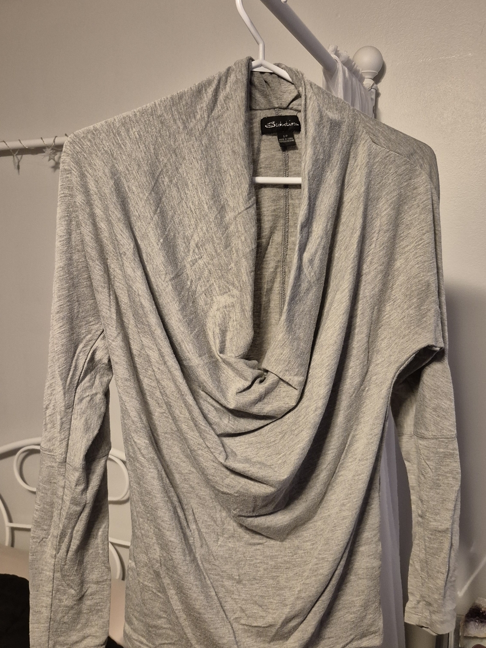 Seduction Light Gray Cowl Neck Long Sleeve Sweater